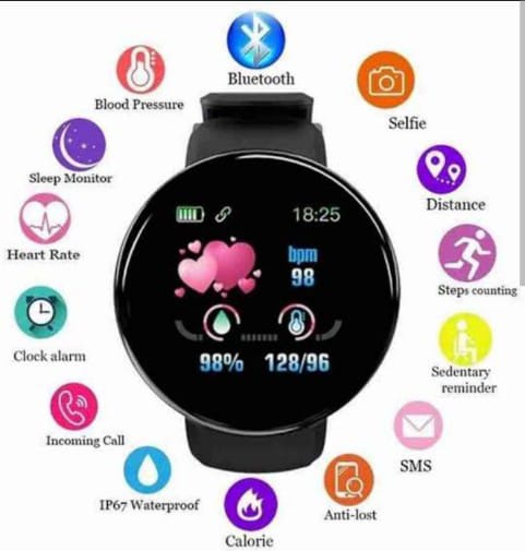 Smart Watch D18 Fitness Watch Heart Rate